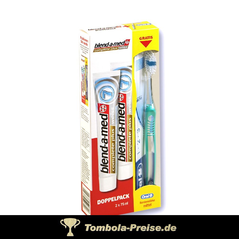 TreuePräsent Blend-a-Med Zahncreme Doppelpack mit Zahnbürste