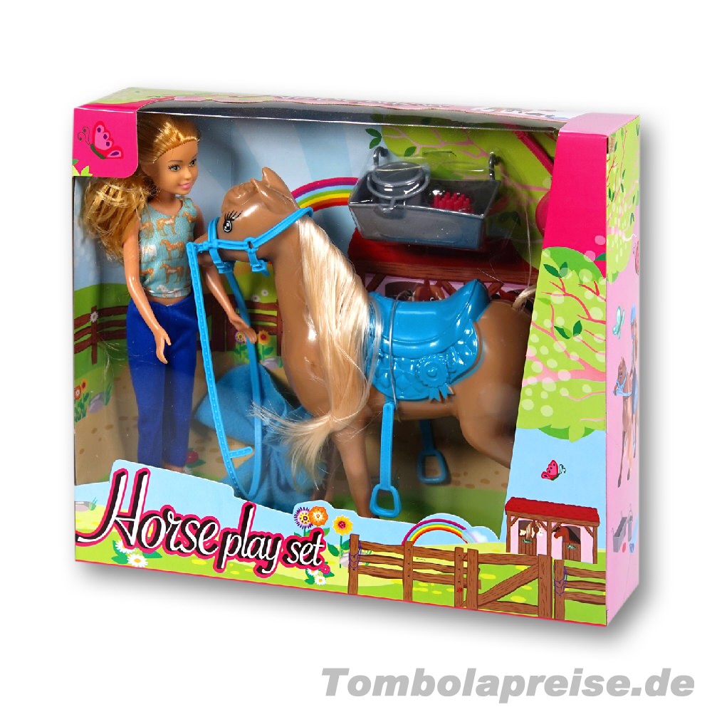 Tombolapreis Spielset Puppe mit Pferd