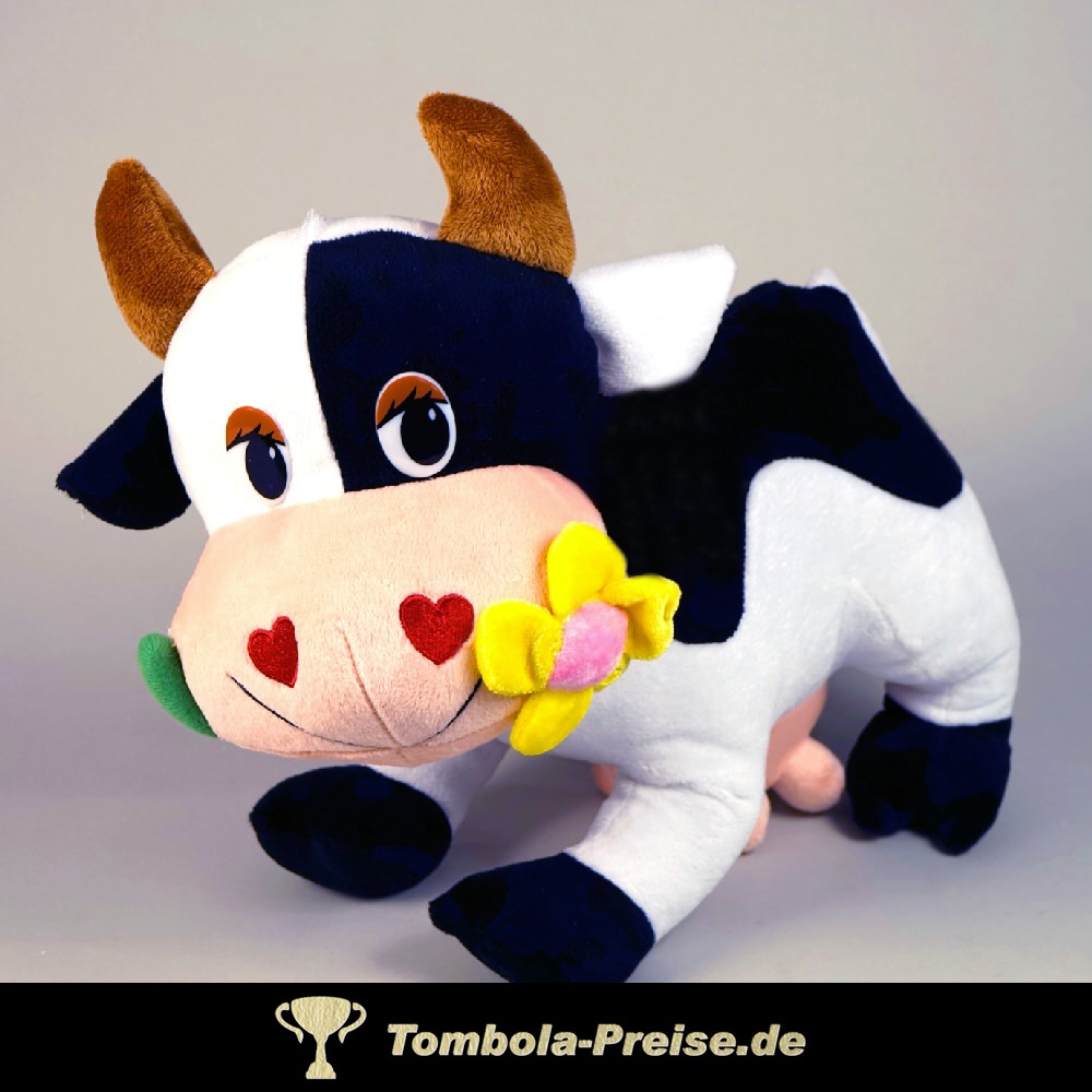 TreuePräsent Plüsch-Kuh mit Blume