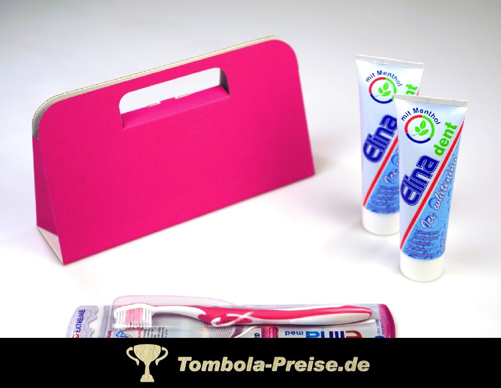 Zahnbürste mit Zahnpasta in Geschenkverpackung