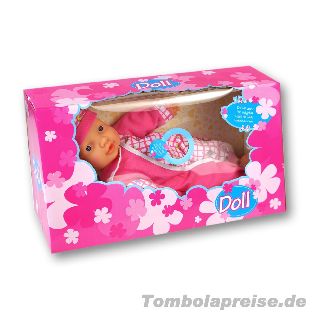 Tombolapreis Babypuppe in rosa mit Lauten