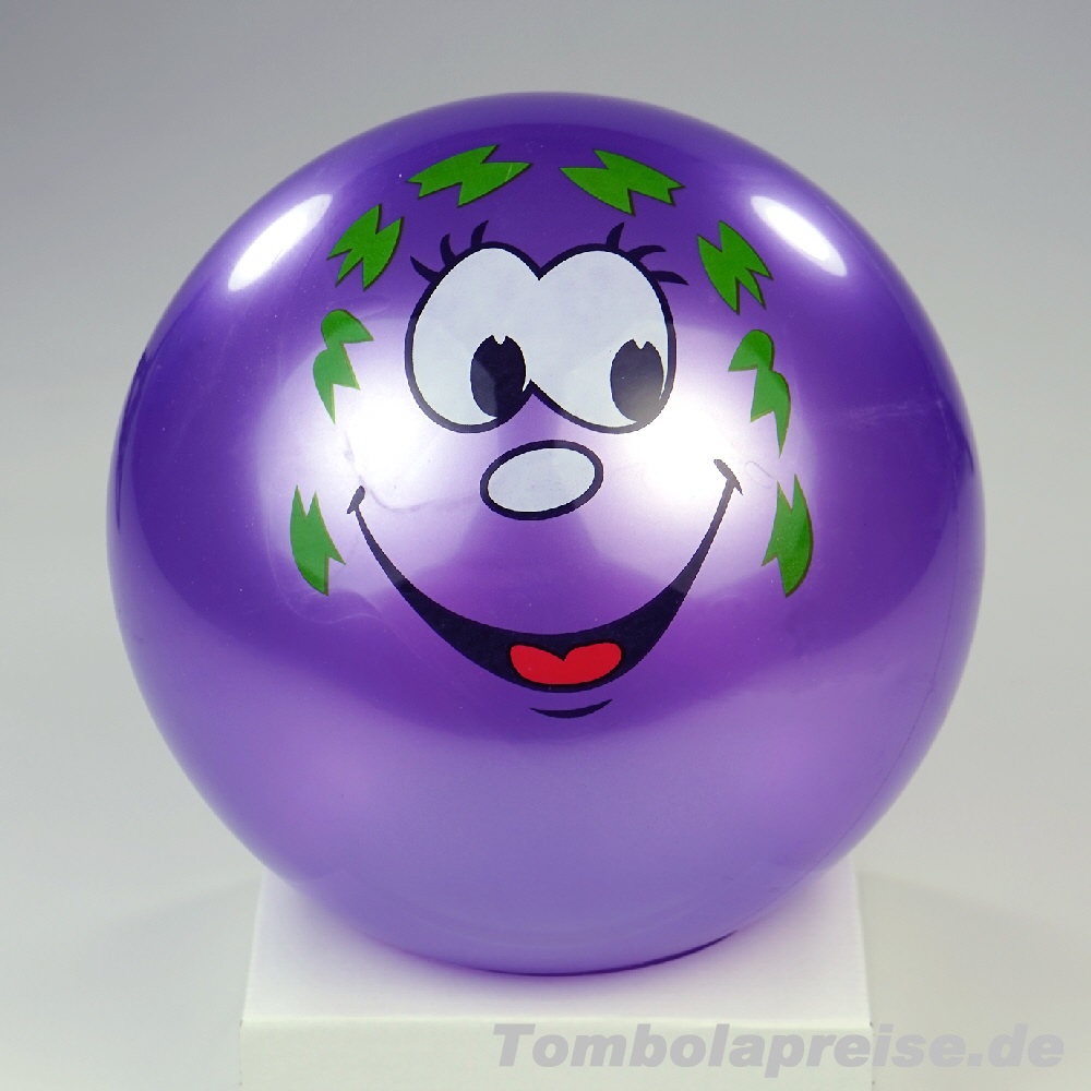 Tombolapreis Ball mit Lachgesicht lila