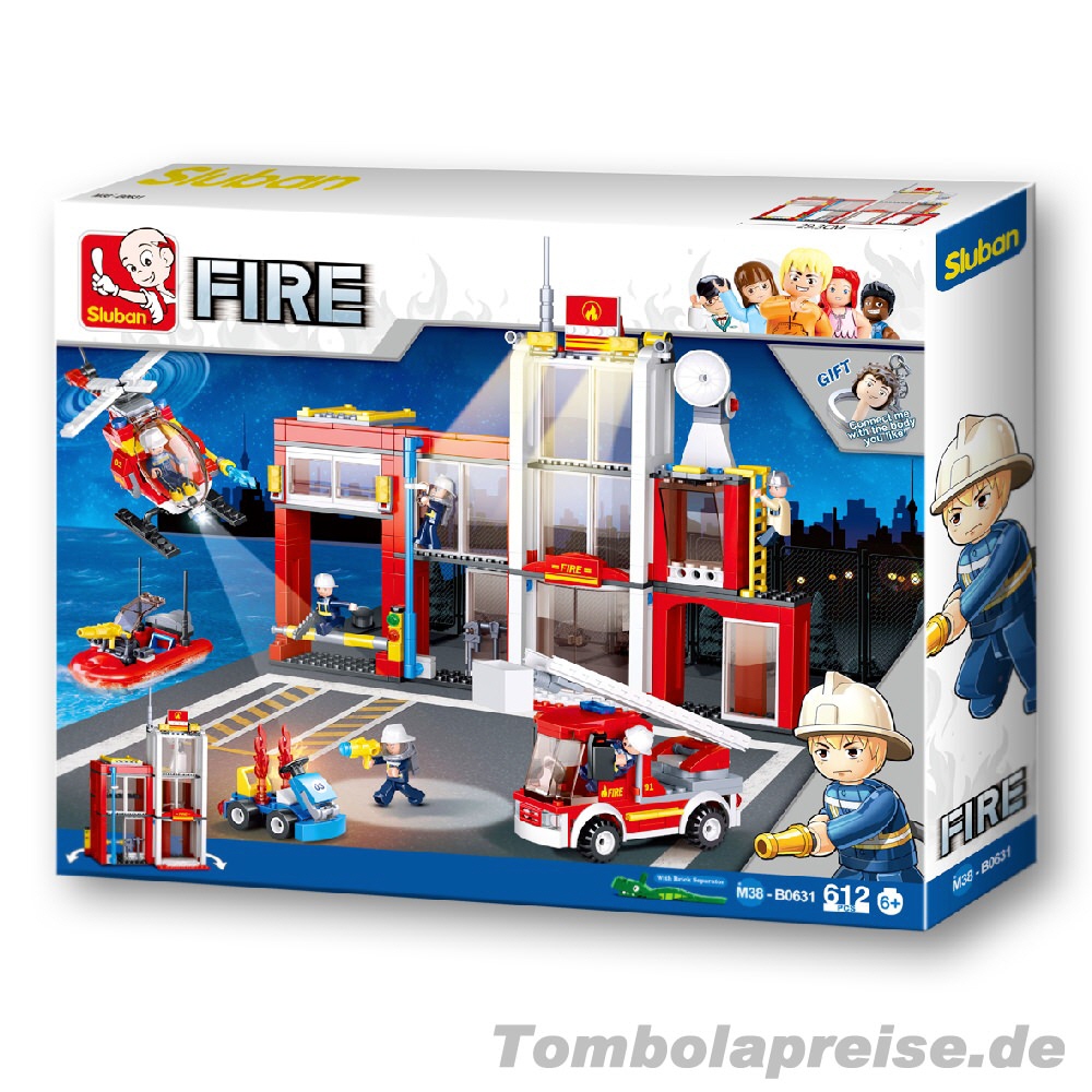 Tombolapreis Steckbausteinbox Feuerwehr-Station