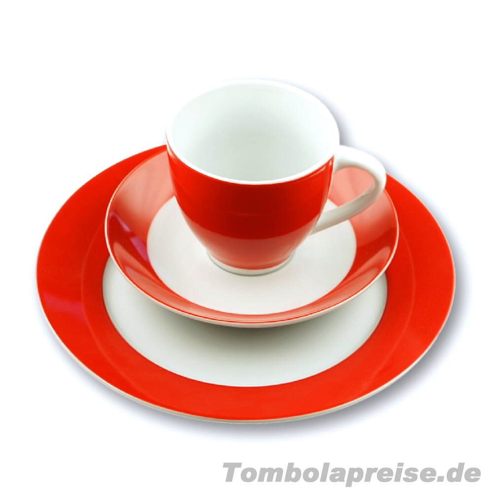 Tombolapreis Kaffee Service Set rot-weiss