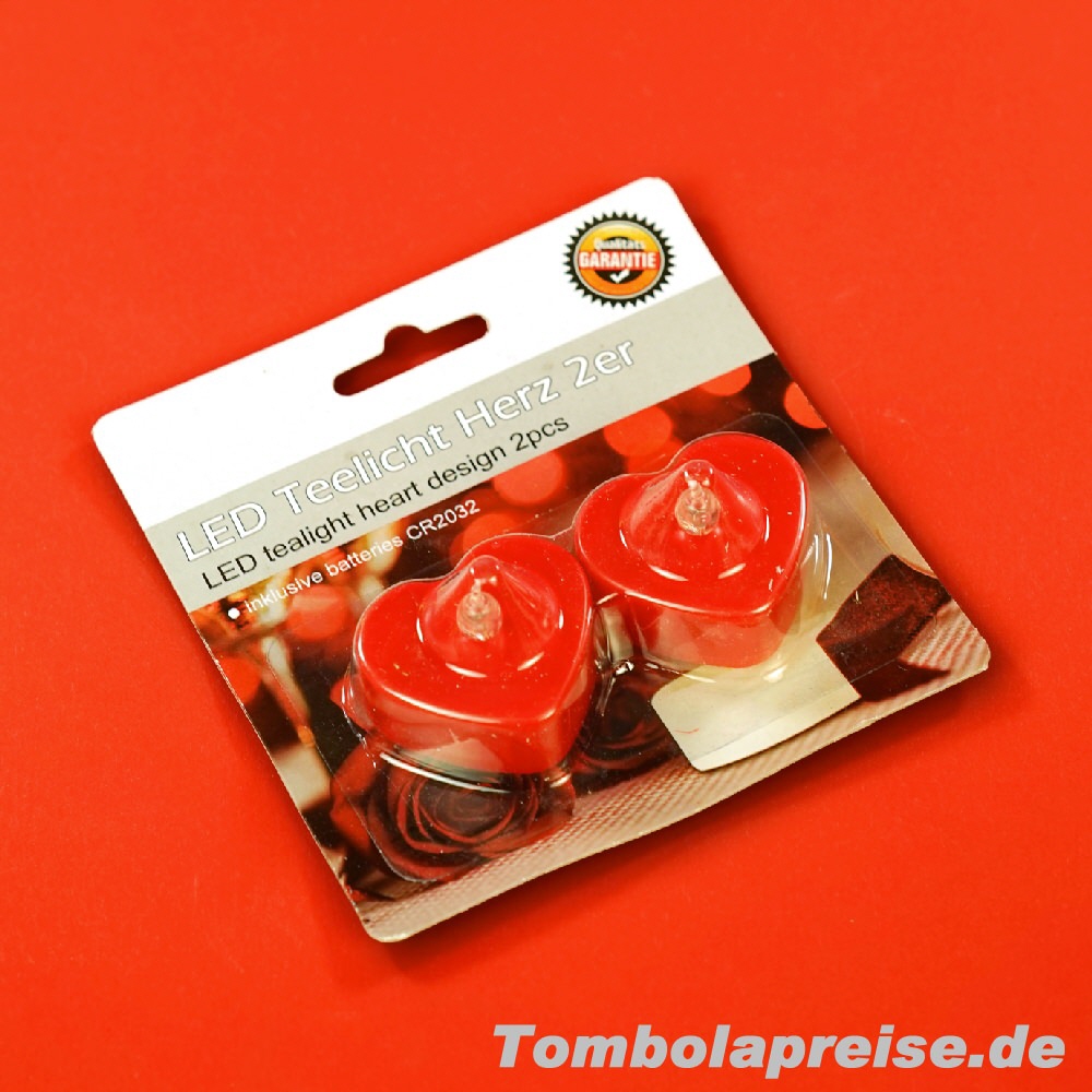 Tombolapreis LED-Teelicht 2 Herzen