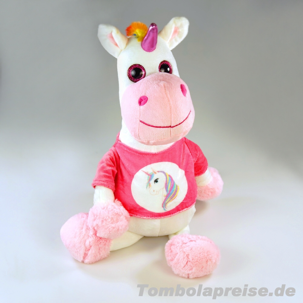 Tombolapreis Plüsch-Einhorn T-Shirt 35 cm
