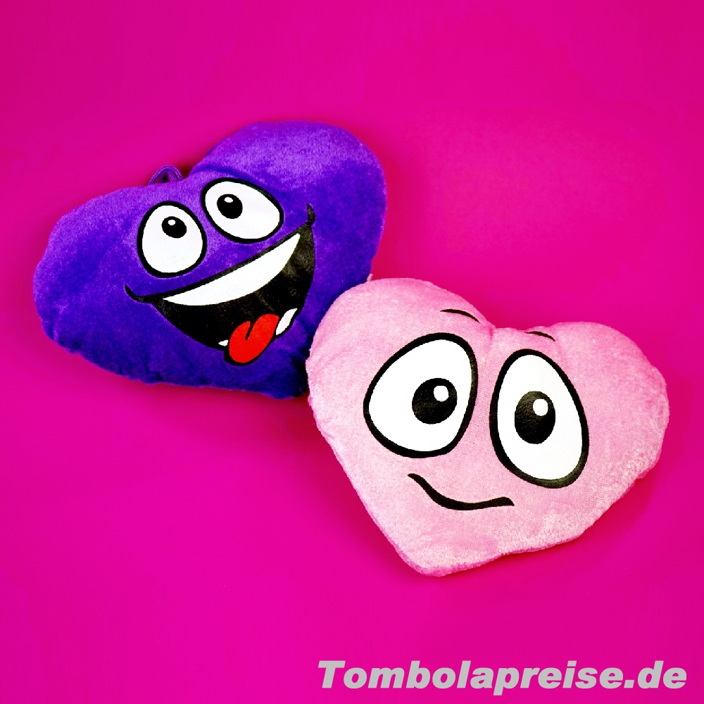 Tombolapreis Plüsch-Herzen mit Gesicht