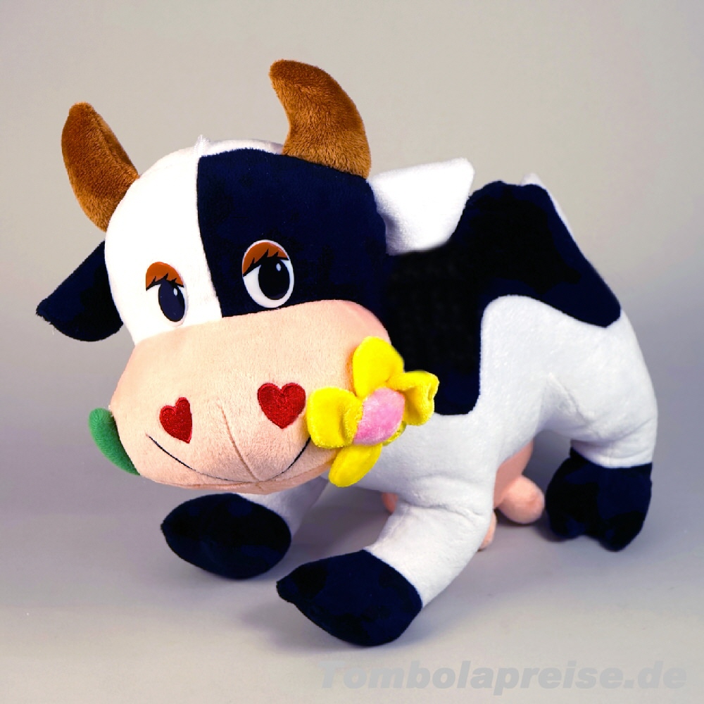 Tombolapreis Plüsch-Kuh mit Blume