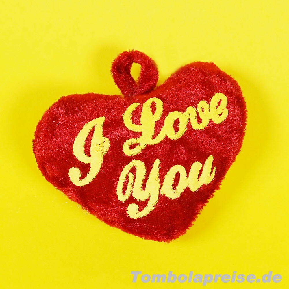 Tombolapreis Plüsch-Herz I love You 9 cm