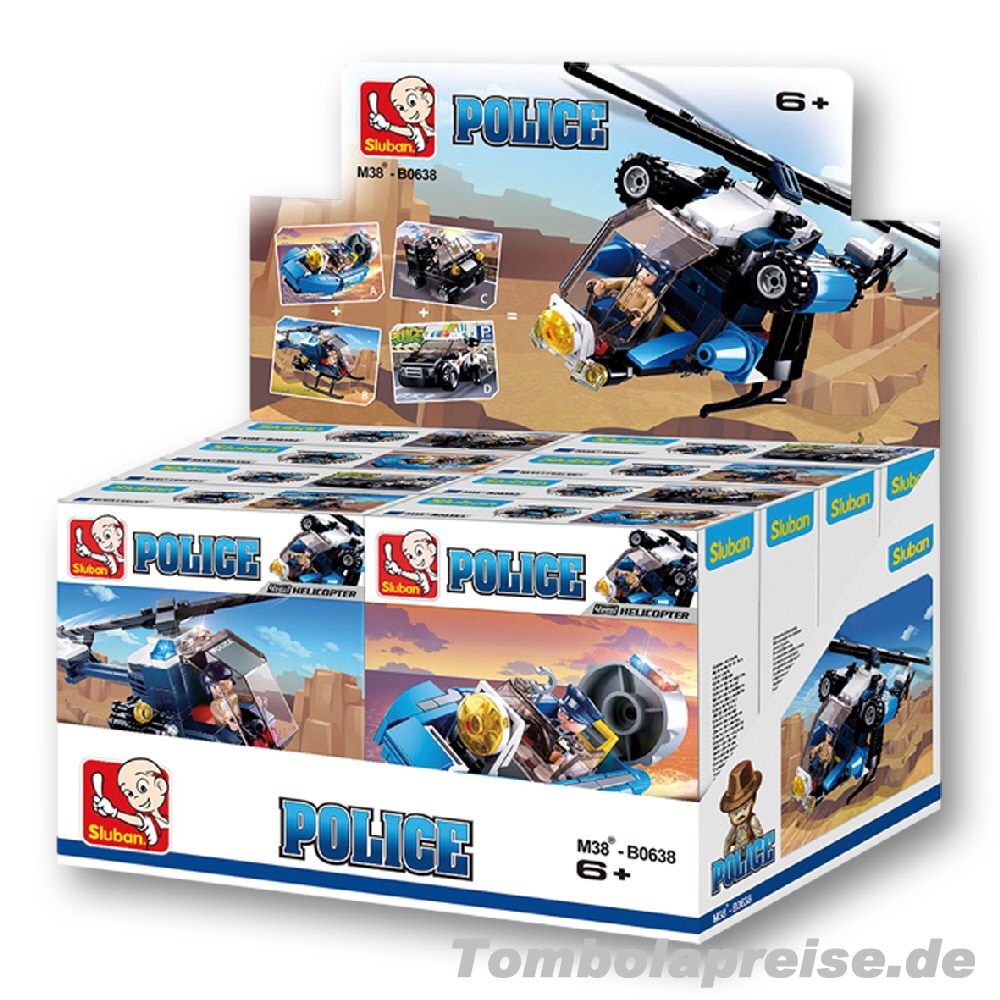 Tombolapreis Polizei-Steckbausteine im Display