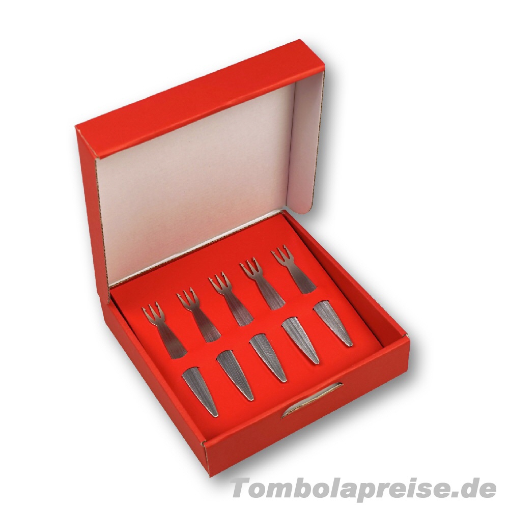 Tombolapreis Rote Geschenkbox Pommesgabeln
