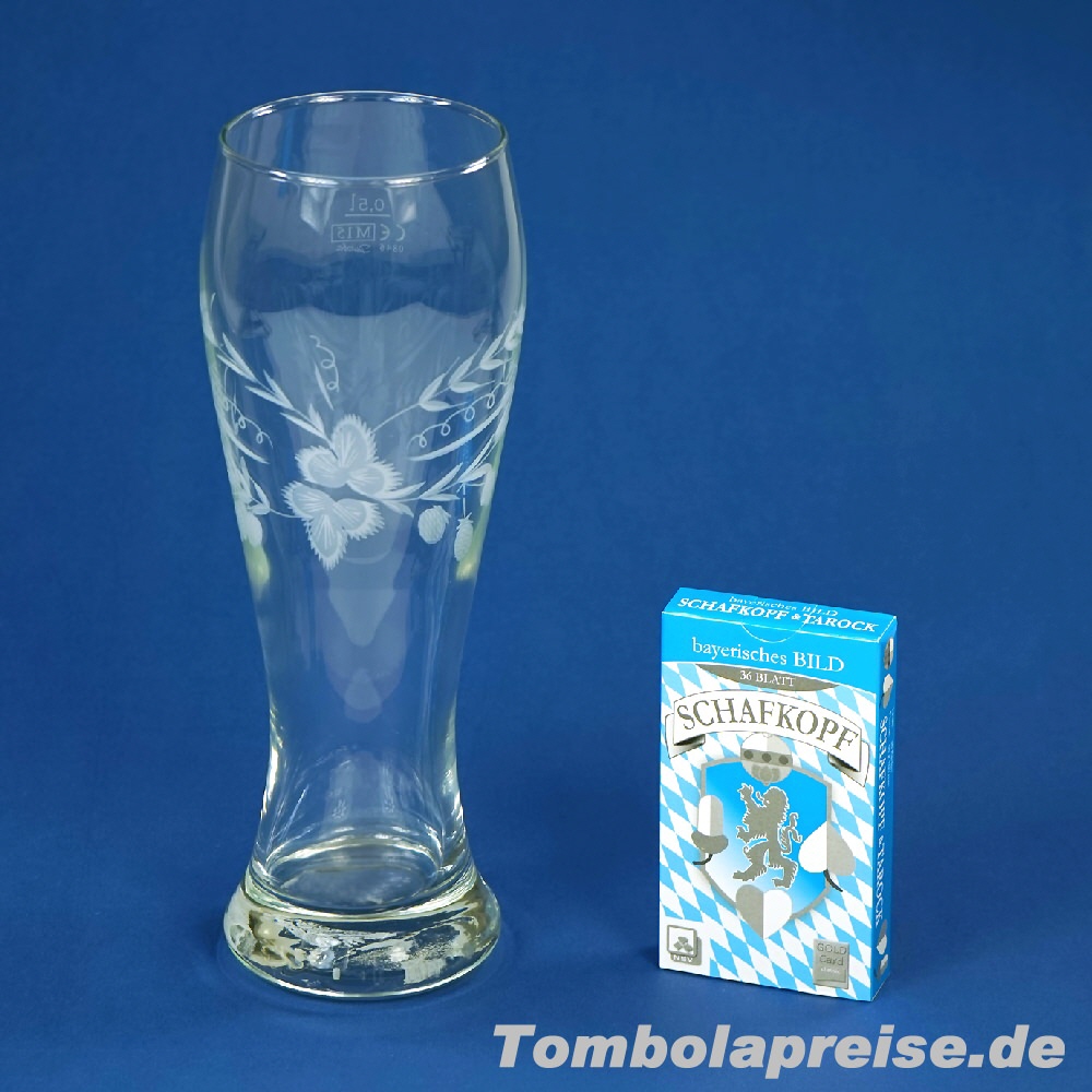 Tombolapreis Set Schafkopfkarten Weizenbierglas