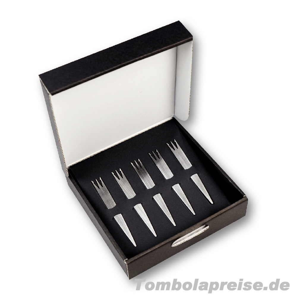 Tombolapreis Schwarze Geschenkbox Pommesgabeln