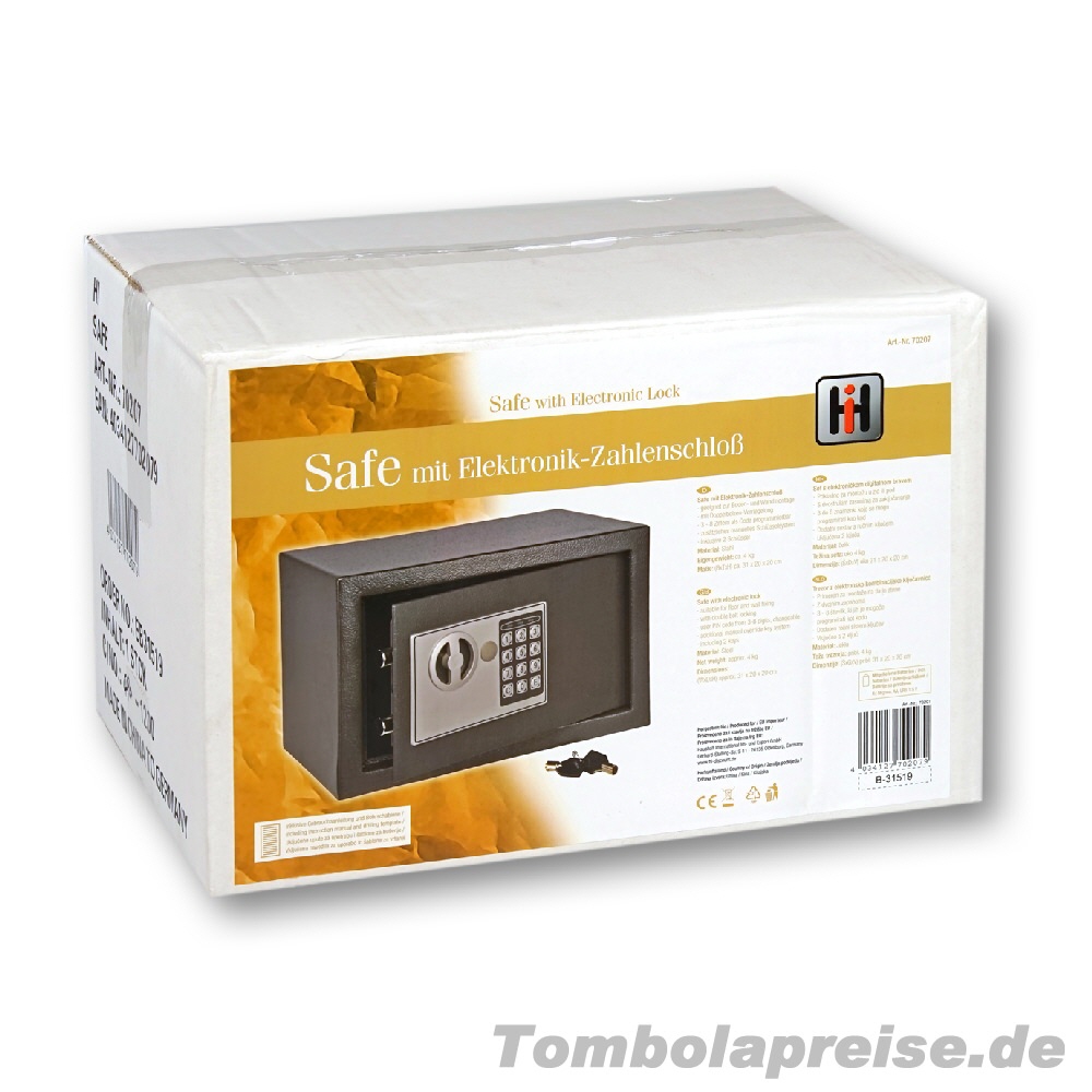 Tombolapreis Stahltresor mit Elektronikschloss