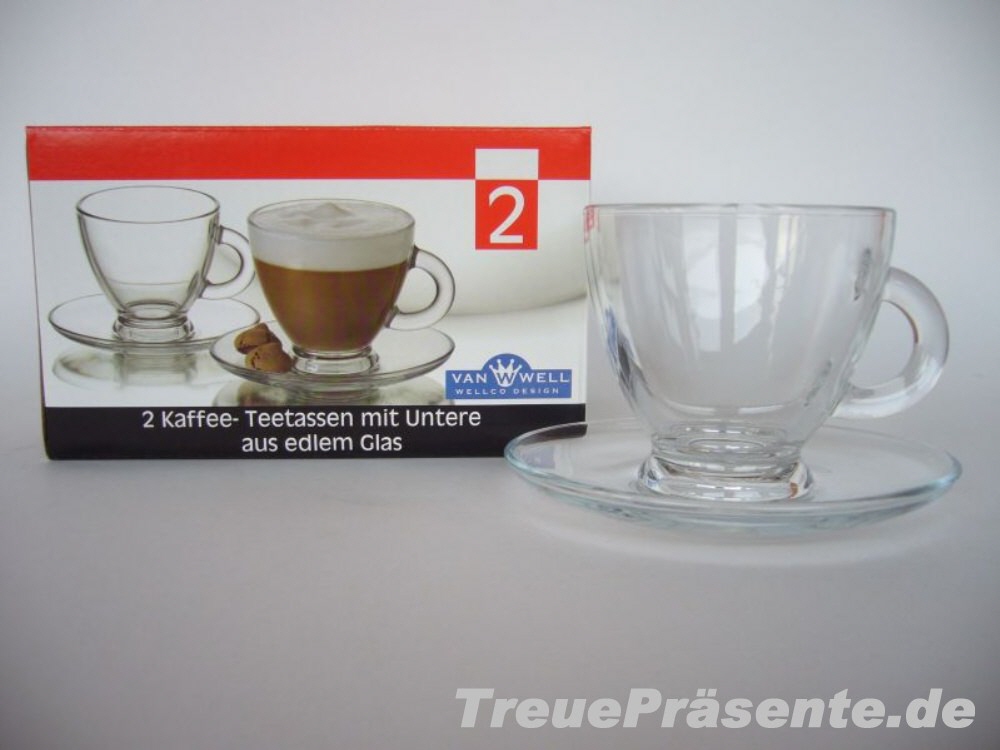 Glas-Kaffee- & Teetassen 2er-Set