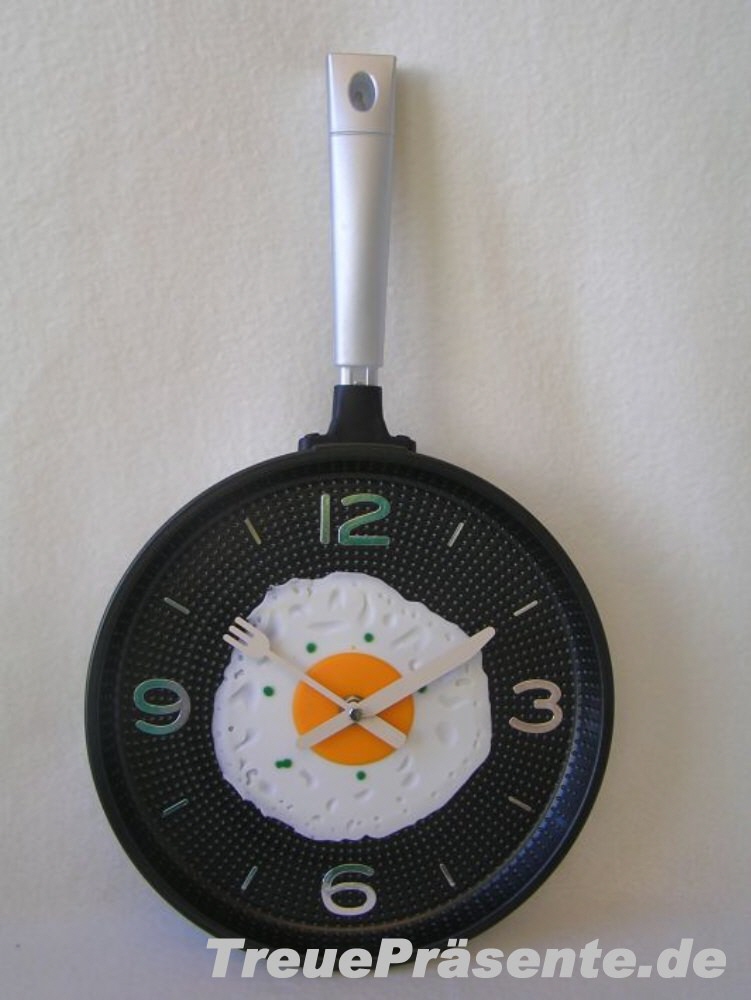 Küchen-Wanduhr Spiegelei in Pfanne